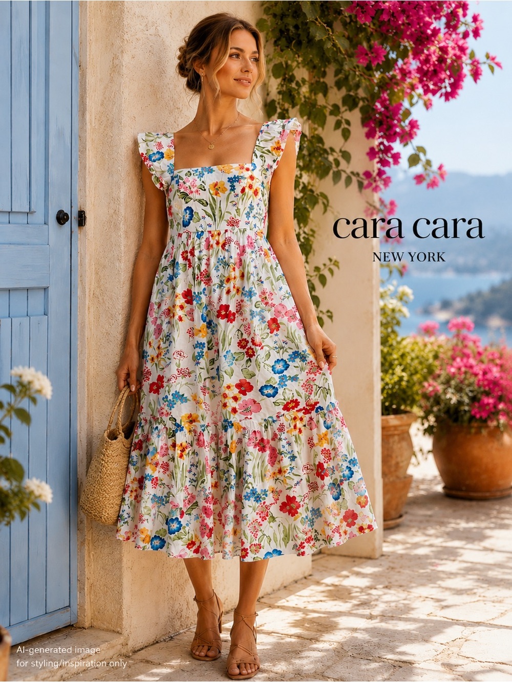 Cara Cara Darby Floral Midi Dress Small Cottagecore Garden Party Resort